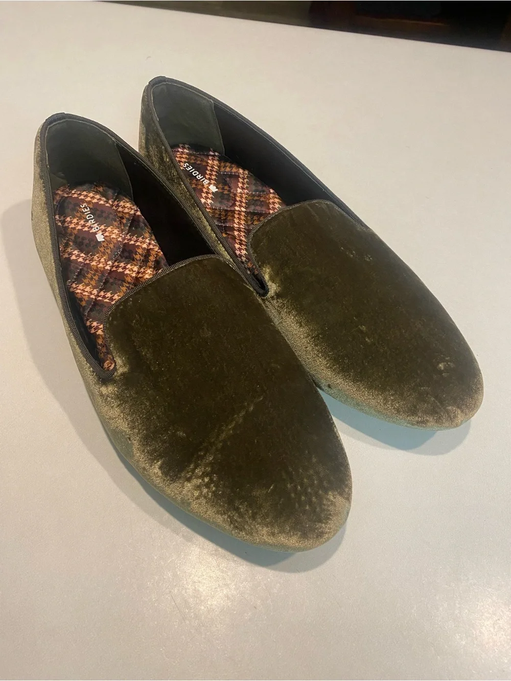 BIRDIES THE STARLING VELVET GREEN LOAFERS FLATS SMOKING SHOE SLIPPER SZ 12